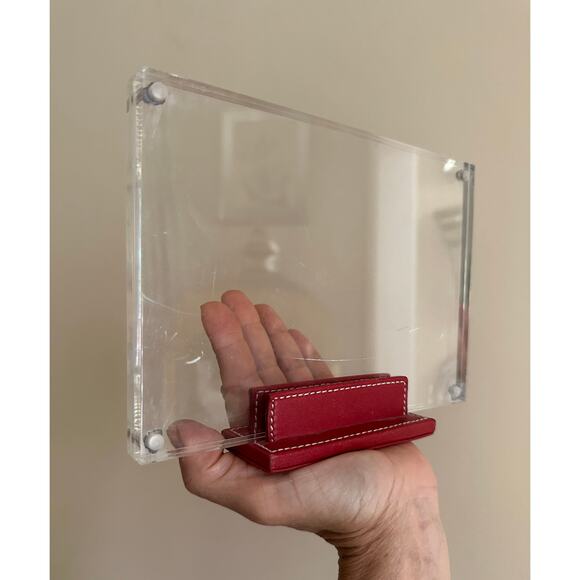 Coach red Leather Acrylic Photo Frame lucite 8x6” modern decor - Picture 14 of 16